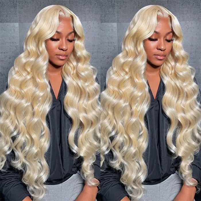 Blonde 613 Color 13x4 Invisible HD Lace Frontal Wig Straight & Body Wa
