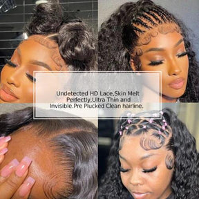 Glueless Water Wave 13X6 Full HD Lace Front Wigs Pre Bleached Knots Plucked Hairline