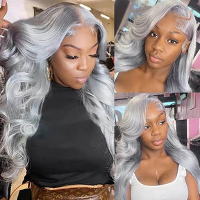 Body Wave Silver Grey Color Wig 13x6 HD Lace Front Wigs For Women