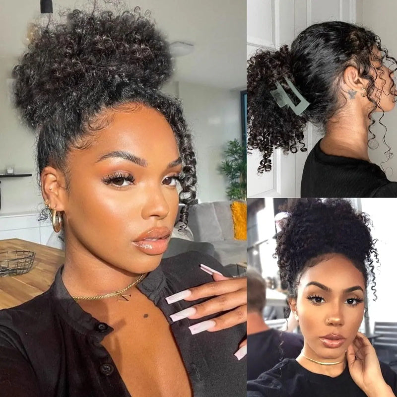 4c edges kinky Curly Wig Human Hair Undetectable Invisible 360 HD Lace Frontal Wig