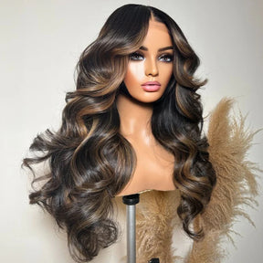 Curtain Bangs 3D Body Wave Wig HD Lace Wigs 220% Density Butterfly Cut