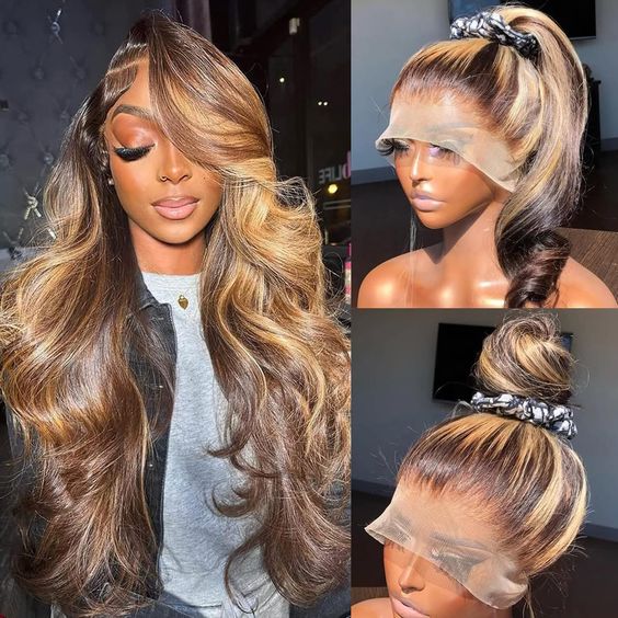 Upgrade 3th 360 HD Lace Invisi-Strap Glueless Front Wigs Highlight  P4/27 Color Bleached Knots Pre Plucked Free Part Wig