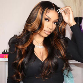 New Tech 1B/30 Highlight Invisible Strap Fit Wigs Transparent Glueless 360 HD Lace Wigs Bleached Knots Pre Plucked Lace Wigs