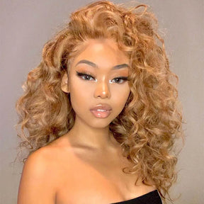 Pure Color #27 Loose Deep Wave Honey Blonde Lace Front Wig Brazilian 13x4 13x6 Frontal HD Lace Wig