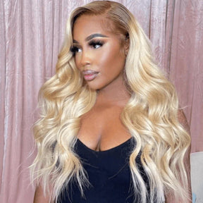 613 Blonde Wigs With Brown Roots #4/613 Ombre Color 13x4 HD Lace Front Wigs