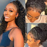 4C Curly Edge 360 Invisible Strap HD Lace Frontal Bleached Knots Pre Cut Lace Wig