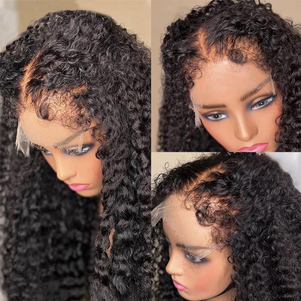 4C Curly Edge 360 Invisible Strap HD Lace Frontal Bleached Knots Pre Cut Lace Wig