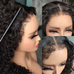 4C Curly Edge 360 Invisible Strap HD Lace Frontal Bleached Knots Pre Cut Lace Wig