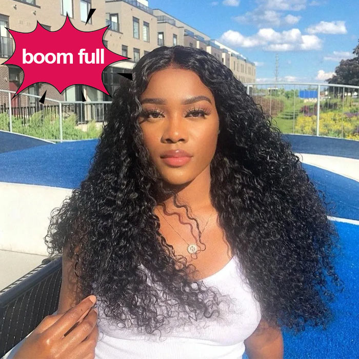 Pre Everything Glueless Wig Pre Cut HD Lace Wigs Human Hair Curly Wigs Pre Plucked Pre Bleached Natural Black Wigs