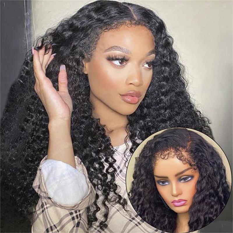 4C Curly Edge 360 Invisible Strap HD Lace Frontal Bleached Knots Pre Cut Lace Wig