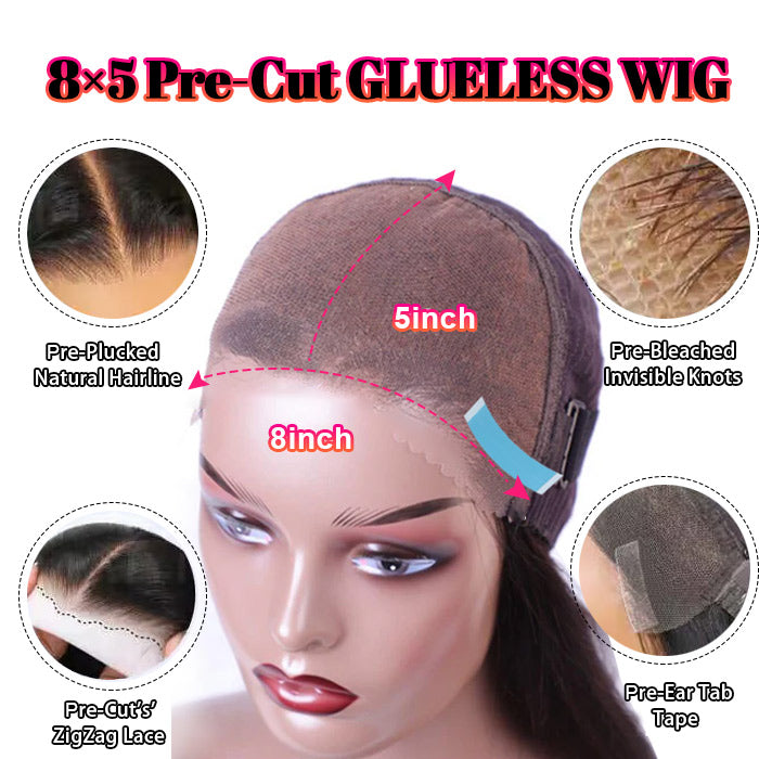 Invisible Knots Wig 8x5 & 13x4 Pre-Everything Glueless Lace Wigs Water Wave Wig With Ear Tapes Black Wigs