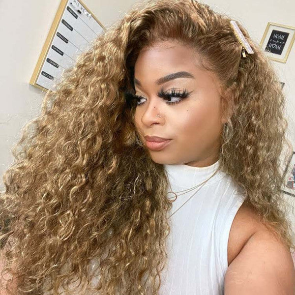 Pure Color #27 Loose Deep Wave Honey Blonde Lace Front Wig Brazilian 13x4 13x6 Frontal HD Lace Wig