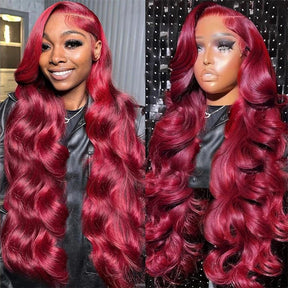 Black Cherry Dark Purple Sugar Plum Body Wave 13x6 HD Lace Front Wigs Human Hair Wigs