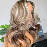 #P18/613 Ash Blonde Highlight Lace Front Wigs Color  Body Wave HD Lace Wigs