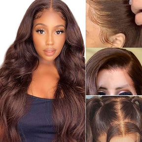 Chocolate Brown Colored Wigs Upgrade Invisible Adjustable Strap Cozy Fit Glueless 360 Lace Wig Bleached Knots Pre Plucked Colored Wigs