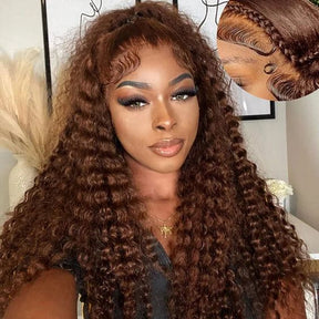 Chocolate Brown Colored Wigs Upgrade Invisible Adjustable Strap Cozy Fit Glueless 360 Lace Wig Bleached Knots Pre Plucked Colored Wigs