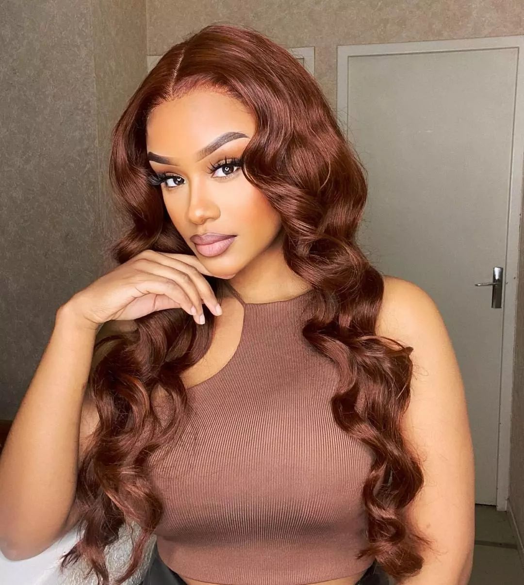 Reddish Brown Glueless 7x5 HD Lace Wigs Body Wave & Water Wave & Curly Pre-Cut Lace Bye-Bye Knots Wig