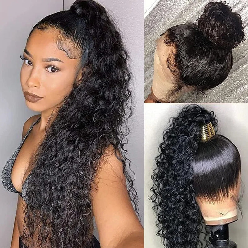 Water Wave Invisi Strap Snug Fit 360 Transparent Lace Frontal Bleached Knots Pre Cut Lace Wig