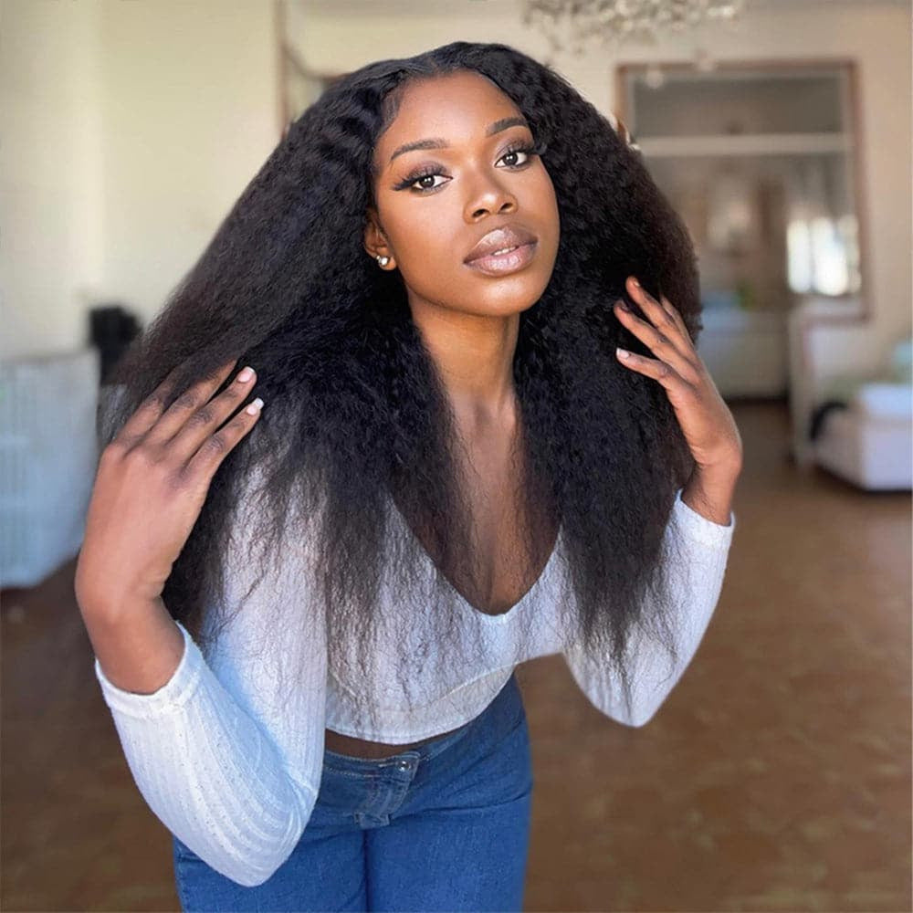 Glueless Jerry Curly V Part Human Hair Wigs Clip and Go Wig Beginner Friendly Protective Style Human Hair Wig