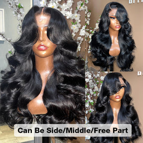 body wave curtain bangs hd lace wigs