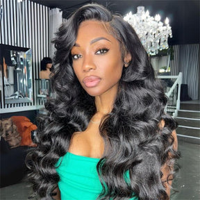 Curtain Bangs 3D Body Wave Wig HD Lace Wigs 220% Density Butterfly Cut