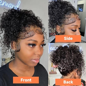 Water Wave Wig Full Scalp HD Lace Human Hair Wigs Parting Half Up Half Down Wig Pre-Bleached