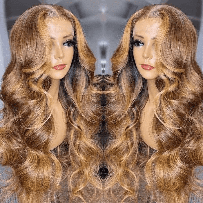 body wave honey blonde ombre highlights hd lace wigs