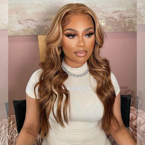 body wave honey blonde ombre highlights glueless hd lace wig