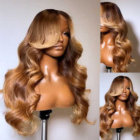 body wave honey blonde ombre highlights hd lace wig