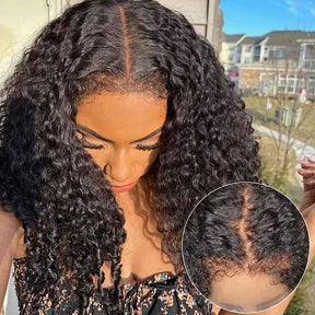 4C Edges Hairline Wig Transparent 360 HD Lace Pre-Plucked Curly Human Hair Wig with Curly Baby Hair