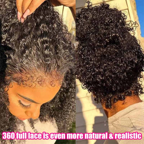 4C Curly Edge 360 HD Lace Frontal Bleached Knots Pre Cut Lace Wig