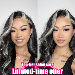 613 Blonde Highlight Skunk Stripe Body Wave/Straight Wigs 13X4 Transparent HD Lace Human Hair Wigs