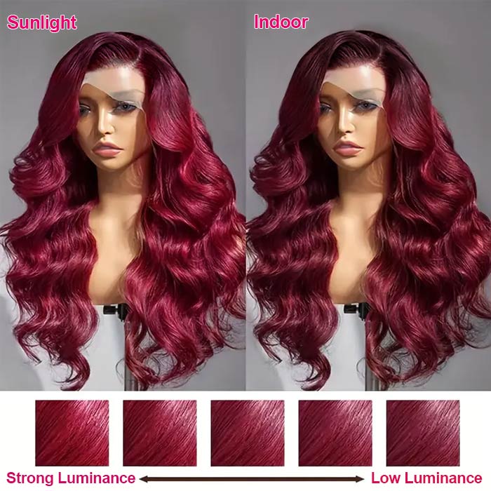 99J Burgundy Lace Front Wigs Human Hair Pre Plucked 13x4 HD Lace Body Wave Wig