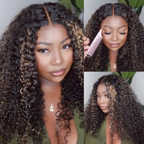 4c edges highlight curly hd lace wig