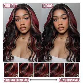 mix color red blonde highlight hd lace wigs