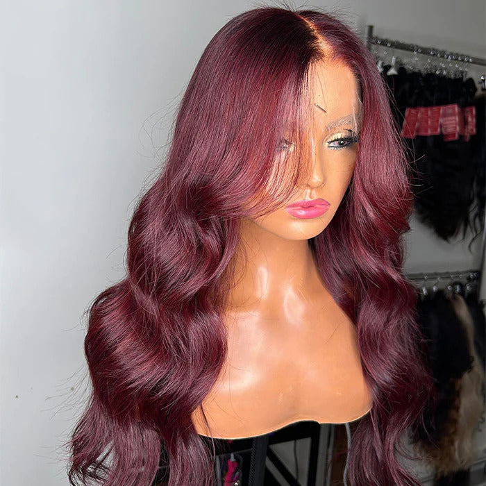 99J Color Curtain Bangs Body Wave Wigs