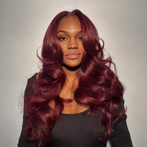 99J Color Curtain Bangs Body Wave Wigs