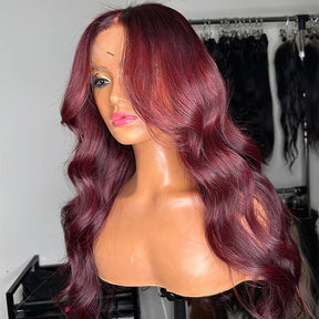 99J Color Curtain Bangs Body Wave Wigs