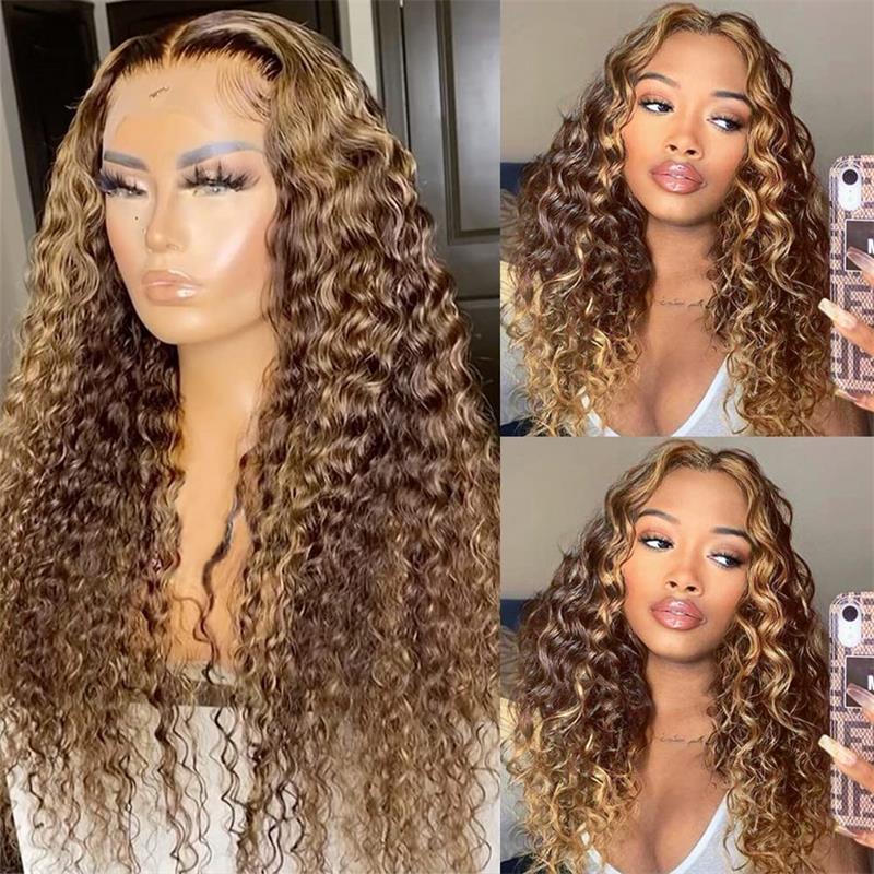 4/27 Deep Wave Glueless 8x5 13x6  HD Lace Frontal  Wig Human Hair 180% Density