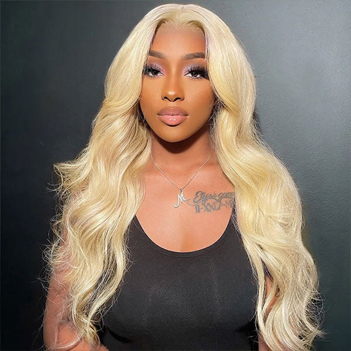 613 Blonde Straight/Body Wave Human Hair Wigs Pre Plucked 4x4 Invisible Skin Melt Lace Closure Wigs 180% Density