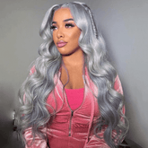 Body Wave Silver Grey Color Wig 13x4 HD Lace Front Wigs For Women