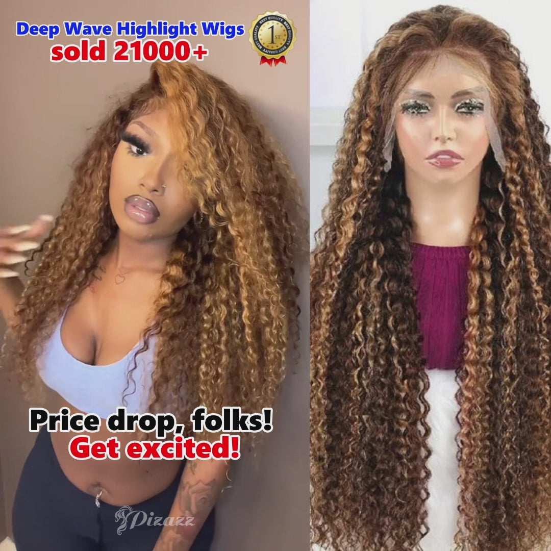 pizazz 4/27 highligh deep wave hd lace wigs