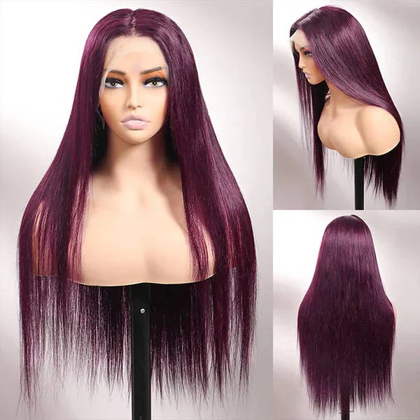 Dark Purple Colored 13x4 Lace Front Wig