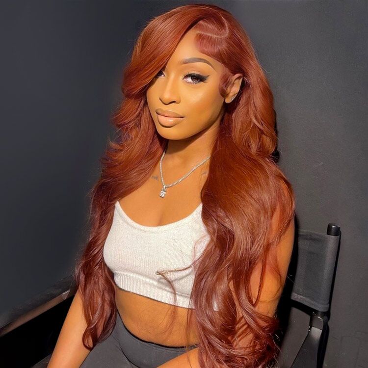 Burnt Orange Body Wave 13x6 HD Lace Wig Human Hair Glueless Lace Wigs