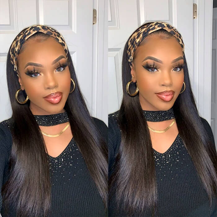 Affordable Headband Wig Straight Human Hair Beginner Friendly