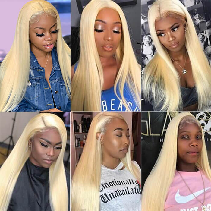 Straight Hair 613 Blonde Human Hair Wigs 5x5 HD Transparent Lace Closure Wigs