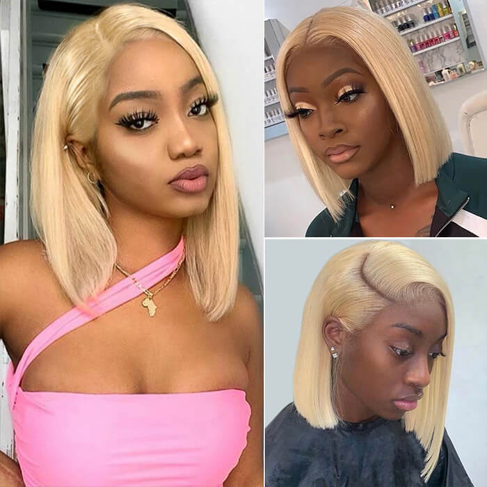 Colored Human Hair Bob Wigs 13*4 HD Lace Front Wigs Straight Hair