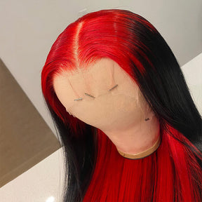 Demon Red & Black Two Tones 13*4 HD Lace Human Hair Wigs