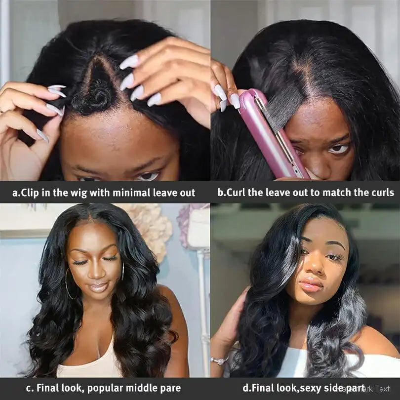 U Part Wig Kinky Straight Human Hair Wigs 150% Density Glueless Wig For Women