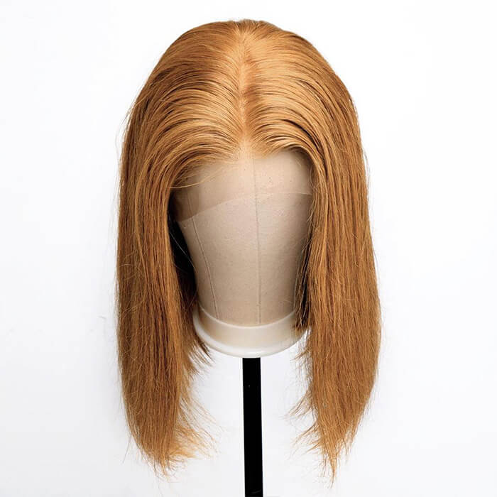 Honey Blonde Bob Wig #27 Color Straight Human Hair Bob Wigs